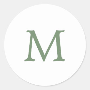 Sticker Rond Simple Jardin vert et blanc Mariage Monogramme