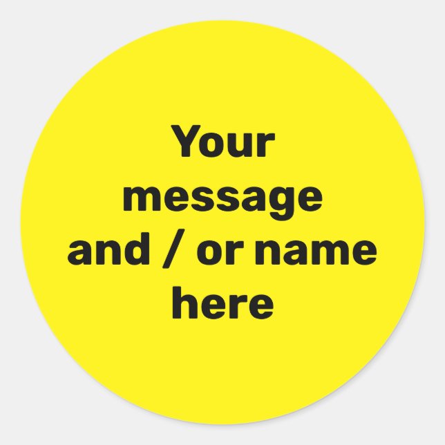 Sticker Rond Simple Jaune Clair Moderne Vibrant Gras (Devant)