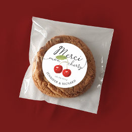 Sticker Rond Simple jolie cerises rouges Mariage manuscrit