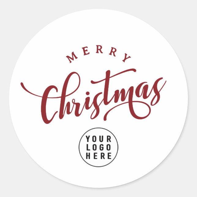 Sticker Rond Simple Joyeux Noël Logo d'entreprise écriture roug (Devant)