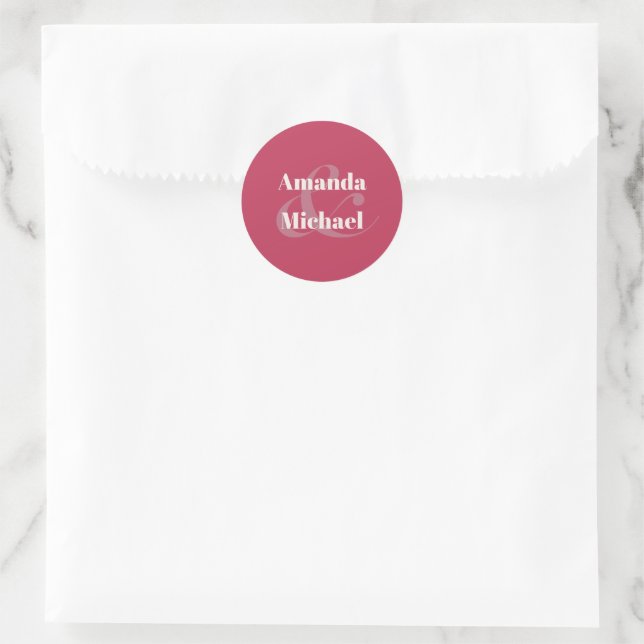Sticker Rond Simple Magenta moderne minimaliste mariée et chamb (Sac)