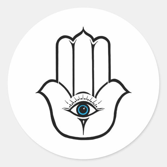 Sticker Rond Simple main de hamsa moderne Fatima (Devant)