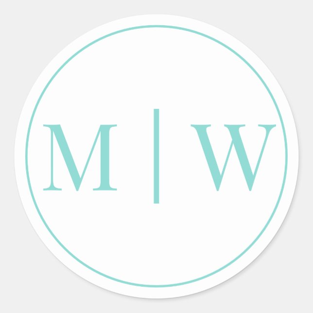 Sticker Rond Simple Mariage Couple 2 Initial Mon VS Couleurs DI (Devant)