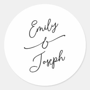 Sticker Rond Simple mariage écriture manuscrite fantaisiste