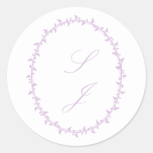 Sticker Rond Simple mariage floral lavande