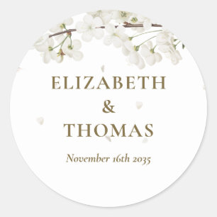 Sticker Rond Simple Mariage Floral Plutôt Blancs Fleur Favorise