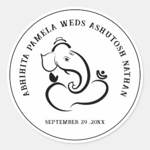 Sticker Rond Simple Mariage Hindou Ganesha
