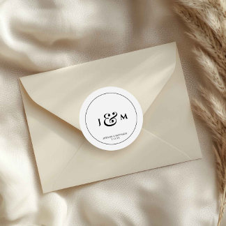 Sticker Rond Simple Mariage Monogramme