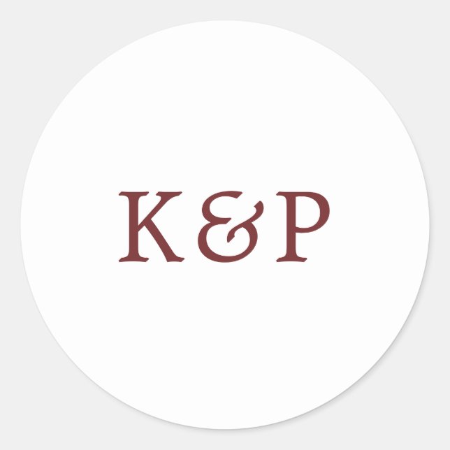 Sticker Rond Simple Mariage Monogramme Bordeaux et Blanc (Devant)