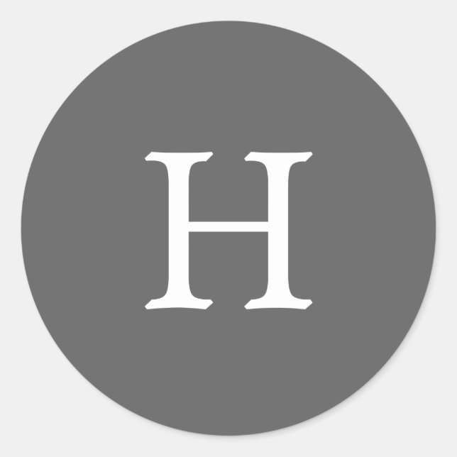 Sticker Rond Simple Mariage Monogramme Gris (Devant)