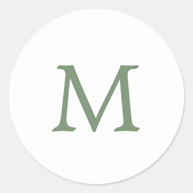 Sticker Rond Simple Mariage Monogramme Vert Jardin et Blanc (Devant)