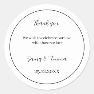 Sticker Rond Simple Mariage noir et blanc
