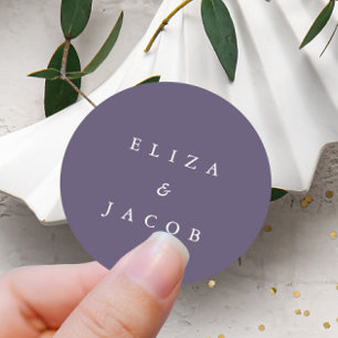 Sticker Rond Simple Mariage personnalisé minimaliste pourpre
