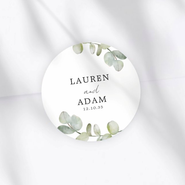 Sticker Rond Simple mariage vert eucalyptus (Créateur téléchargé)