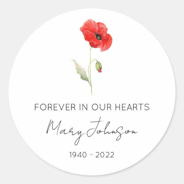 Sticker Rond Simple Mémorial Coquelicot  (Devant)