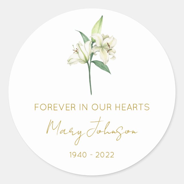 Sticker Rond Simple Mémorial Lily  (Devant)