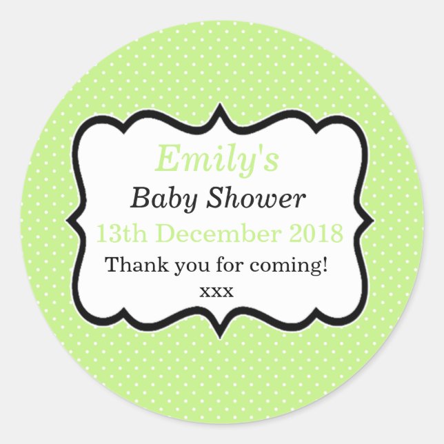 Sticker Rond Simple menthe vert unisex baby shower moderne étiq (Devant)