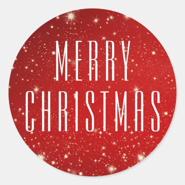 Sticker Rond Simple MERRY NOËL Rouge Blanc (Devant)