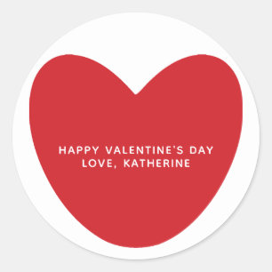 Sticker Rond Simple mignon coeur rouge personnalisé Saint Valen