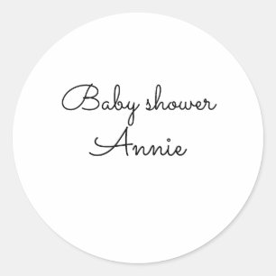 Sticker Rond simple minimal ajoutez votre nom texte baby shower