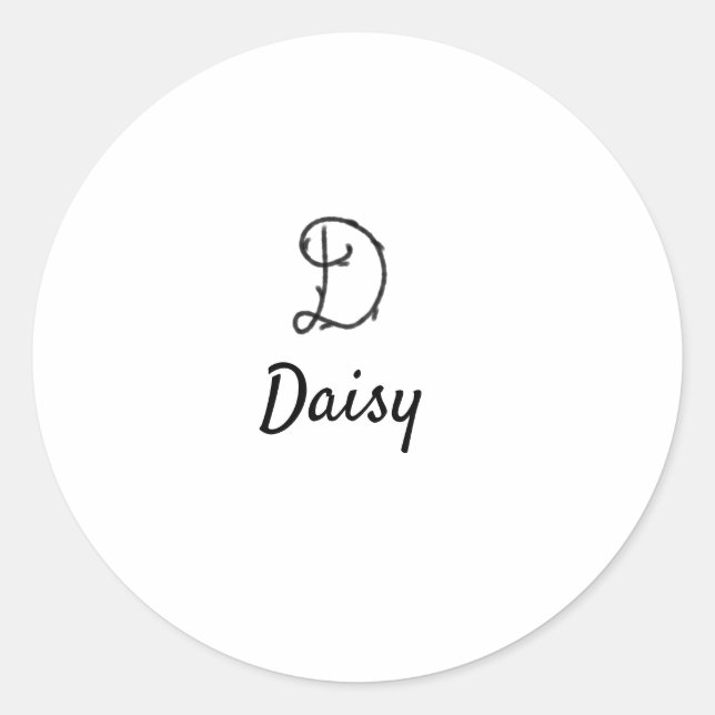 Sticker Rond Simple minimal black monogram letter D add name  T (Devant)