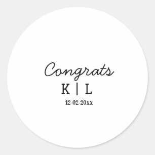Sticker Rond Simple minimal congrats add letters monogram date