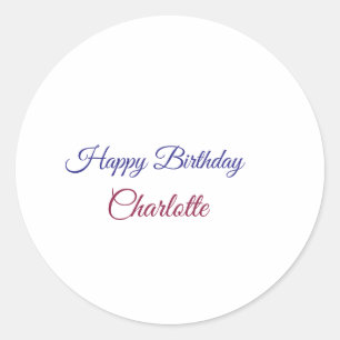 Sticker Rond SIMPLE MINIMAL.CUTIE AJOUTER NOM BÉBÉ joyeux anniv