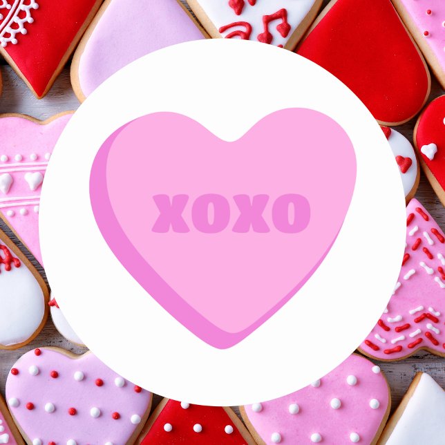 Sticker Rond Simple Minimal Joyeux Saint-Valentin Cœur Rose  (Créateur téléchargé)
