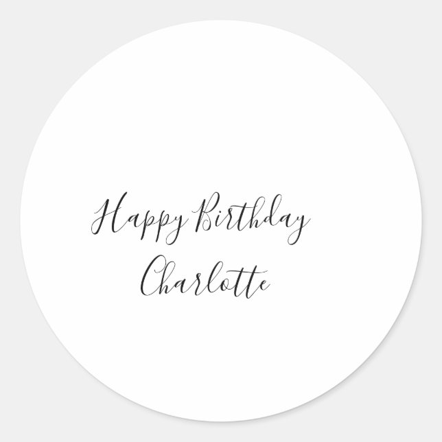 Sticker Rond SIMPLE MINIMAL.MIGNON AJOUTER NOM BÉBÉ joyeux anni (Devant)