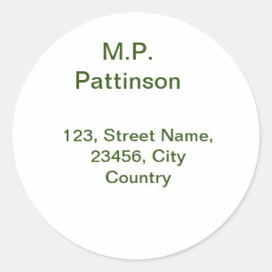 Sticker Rond Simple minimal vert ajoutez votre texte nom photo