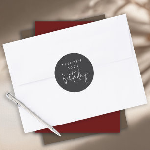 Sticker Rond Simple Minimaliste 30e Anniversaire Plat Noir