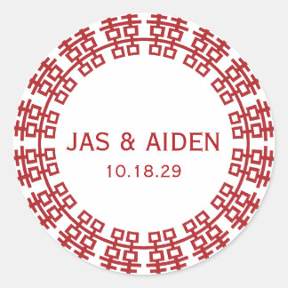 Sticker Rond Simple minimaliste double bonheur Mariage chinois