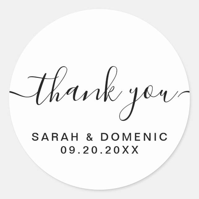 Sticker Rond Simple minimaliste Merci Mariage chic (Devant)