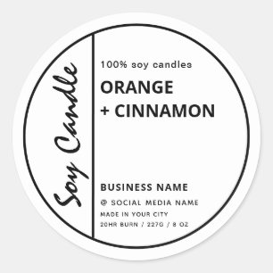 Sticker Rond Simple minimaliste noir frontière soja chandelle s