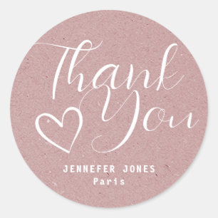 Sticker Rond Simple minimaliste Vintage Calligraphie rose Coeur