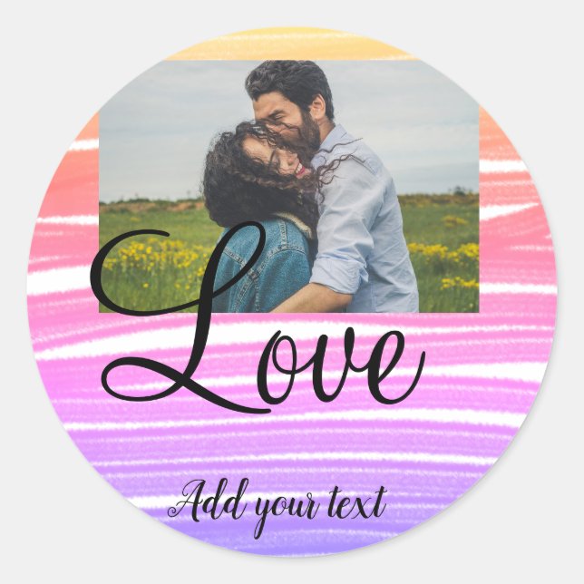 Sticker Rond simple minimum ajouter votre nom photo aquarelle a (Devant)