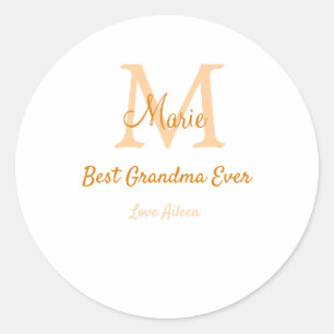 Sticker Rond simple minimum meilleur grand-mère jamais orange m