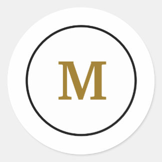 Sticker Rond simple minimum or monogramme personnalisé moderne
