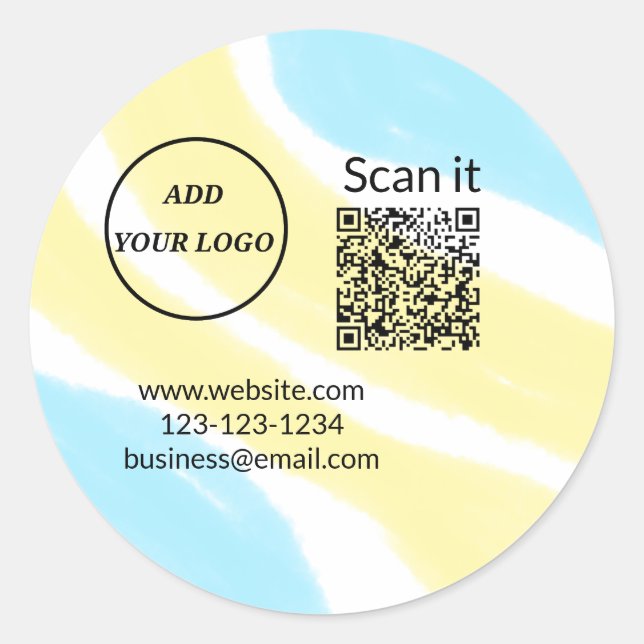 Sticker Rond Simple minimum q r code ajouter logo code d'analys (Devant)