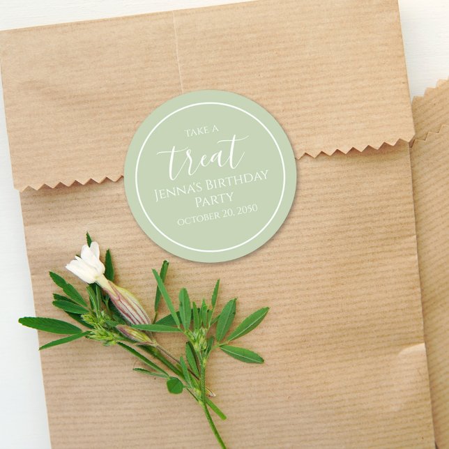 Sticker Rond Simple Mint Green Anniversaire Calligraphie Mignon (Créateur téléchargé)