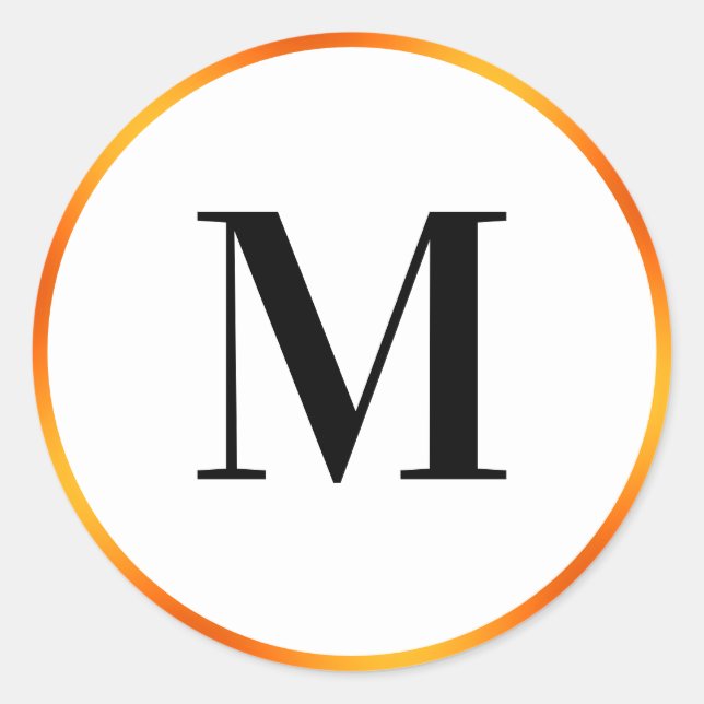 Sticker Rond Simple Modèle de monogramme noir blanc et orange (Devant)
