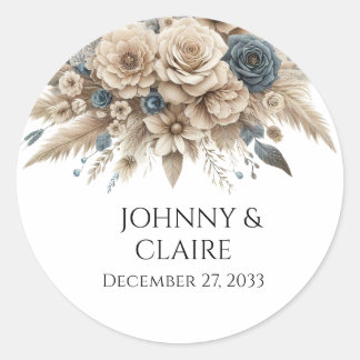 Sticker Rond Simple Modern Elegant Pampas Grass Minimalist 