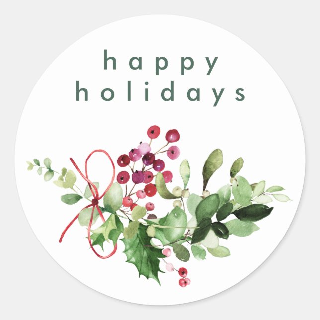 Sticker Rond Simple Modern Joyeuses Fêtes Snow White (Devant)