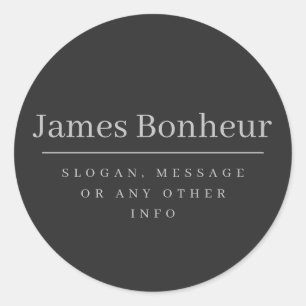 Sticker Rond Simple Modern Name & Slogan ou Coordonnées