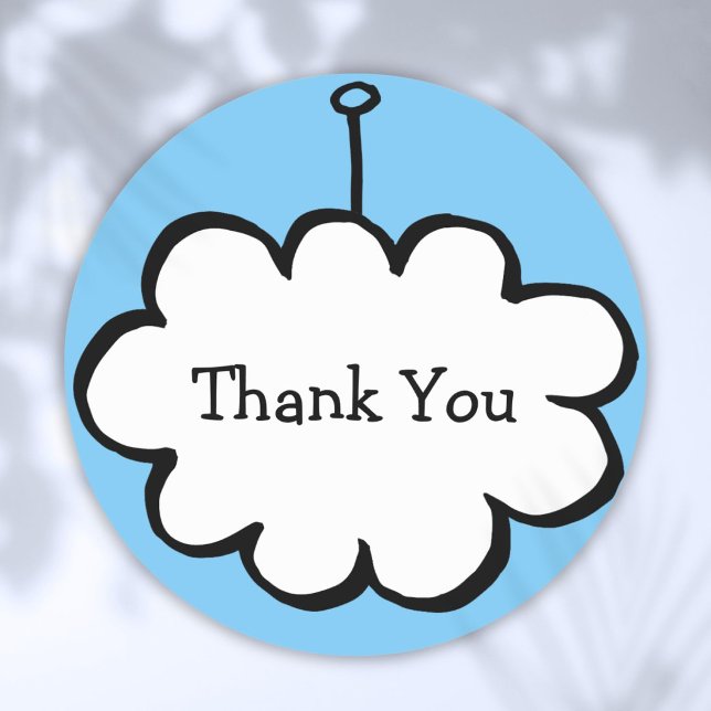 Sticker Rond Simple Modern Nuage sur une Corde Merci (Simple Modern Cloud on a String Thank You Classic Round Sticker)
