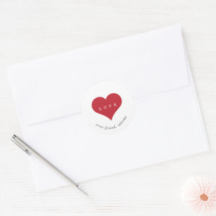 Sticker Rond Simple Modern Saint-Valentin pour la classe des en