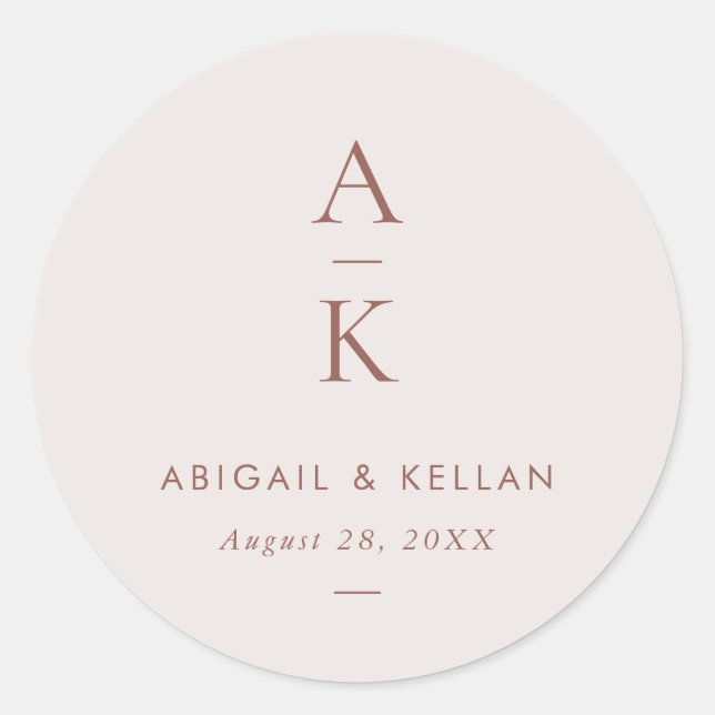 Sticker Rond Simple moderne Brown Monogramme Mix Match Mariage (Devant)