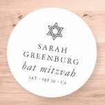Sticker Rond Simple moderne Elégante étoile de David Bat mitzva<br><div class="desc">Design est composé de typographie sans serif et de typographie cursive joueuse sur un arrière - plan simple. Disponible ici : http://www.zazzle.com/store/selectpartysupplies</div>
