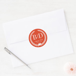 Sticker Rond Simple moderne épicé Burange Mariage Monogramme
