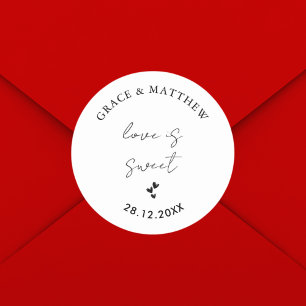 Sticker Rond Simple Moderne et Mariage Minimaliste L'amour est